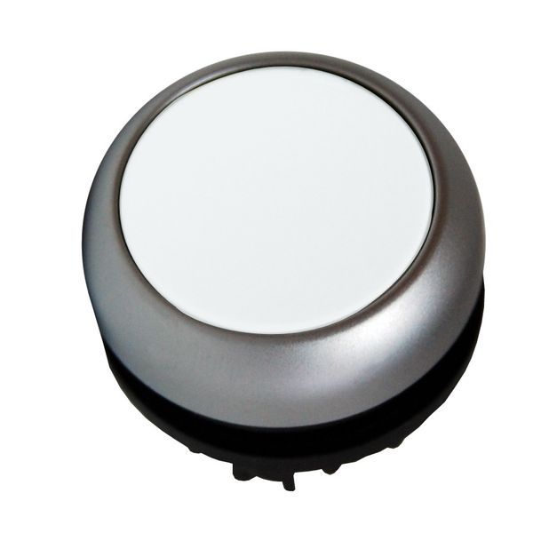 Illuminated Push-button, flat, spring-return, white image 1