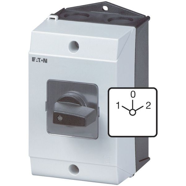 Reversing switches, T3, 32 A, surface mounting, 2 contact unit(s), Contacts: 4, 45 °, maintained, With 0 (Off) position, 1-0-2, Design number 8400 image 37