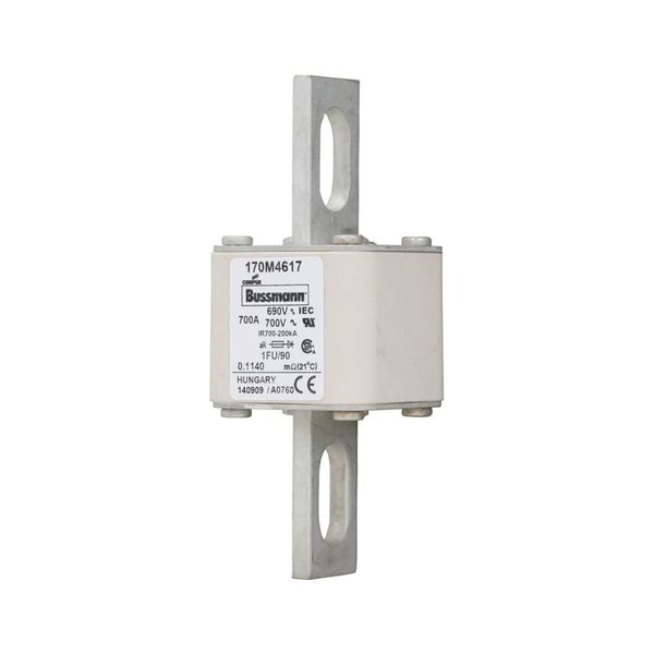 Fuse-link, high speed, 700 A, AC 690 V, size 1, 53 x 69 x 136 mm, aR, IEC, UL, no indicator, 90 mm centers image 10