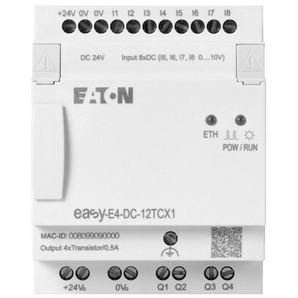 Control relays, easyE4 (expandable, Ethernet), 24 V DC, Inputs Digital: 8, of which can be used as analog: 4, screw terminal image 1