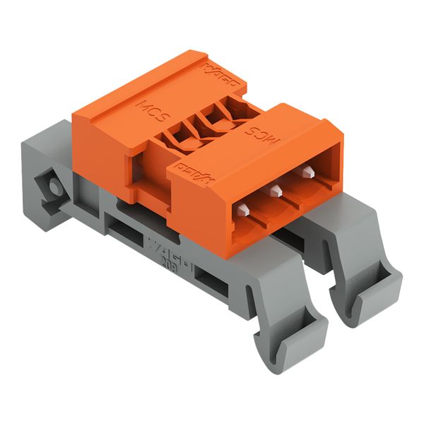 Double pin header DIN-35 rail mounting 3-pole orange image 1