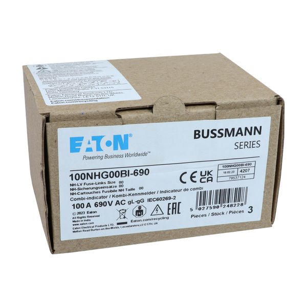 Fuse-link, high speed, 250 A, AC 1000 V, size 00, 30 x 47 x 98 mm, aR, DIN, IEC, single indicator image 18