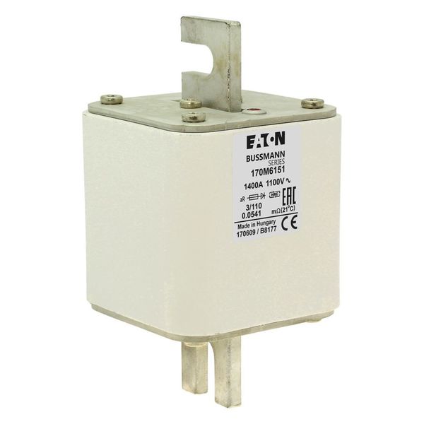 Fuse-link, high speed, 1400 A, AC 1100 V, size 3, 76 x 90 x 139 mm, aR, DIN, IEC, single indicator image 17