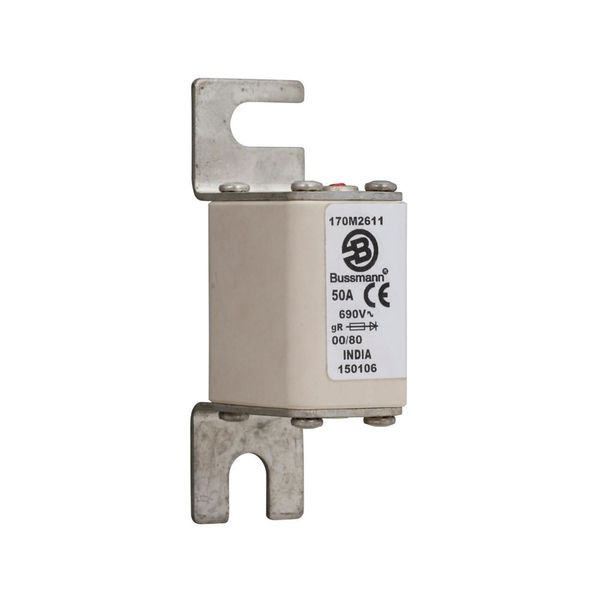 Fuse-link, high speed, 50 A, AC 690 V, DIN 00, 30 x 51 x 100 mm, gR, DIN, IEC, single indicator image 24