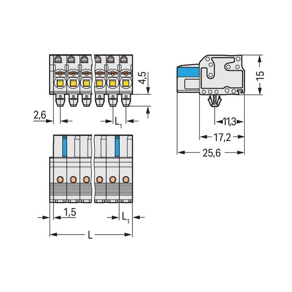 1-conductor female connector push-button Push-in CAGE CLAMP® light gra image 3