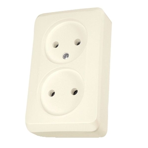PRIMA - double socket outlet without earth - 16A, beige image 2