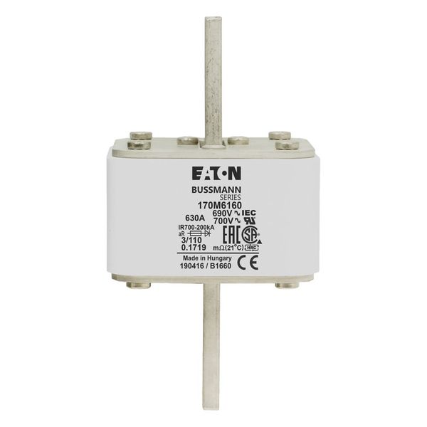 Fuse-link, high speed, 630 A, AC 690 V, DIN 3, 76 x 90 x 139 mm, aR, DIN, IEC, single indicator image 13