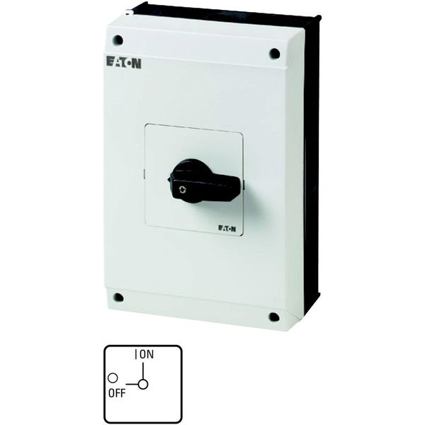 On-Off switch, T5B, 63 A, surface mounting, 4 contact unit(s), 7-pole, with black thumb grip and front plate image 2