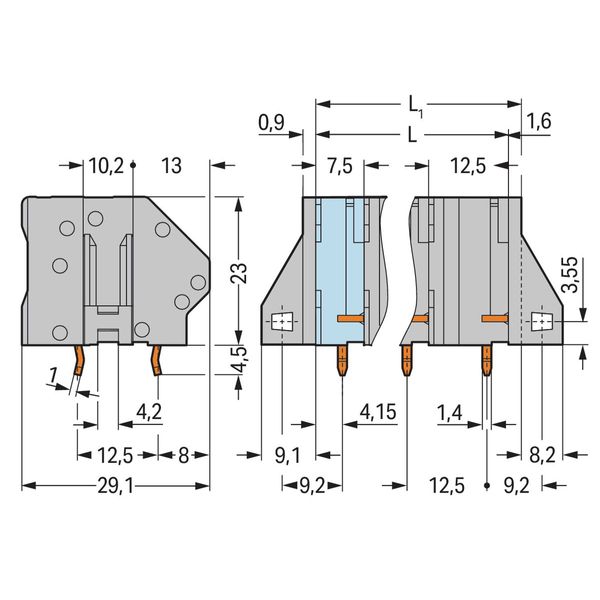 PCB terminal block 6 mm² Pin spacing 12.5 mm gray image 3