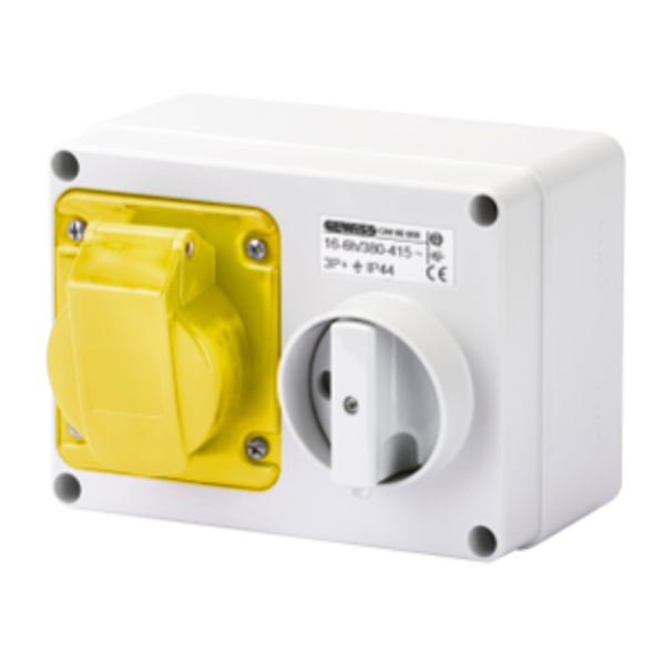 FIXED INTERLOCKED HORIZONTAL SOCKET-OUTLET - WITH BOTTOM - WITHOUT FUSE-HOLDER BASE - 3P+E 16A 100-130V - 50/60HZ 4H - IP44 image 1