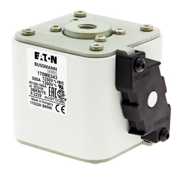 Fuse-link, high speed, 550 A, AC 1250 V, size 3, 76 x 92 x 76 mm, aR, IEC, UL, single indicator image 3