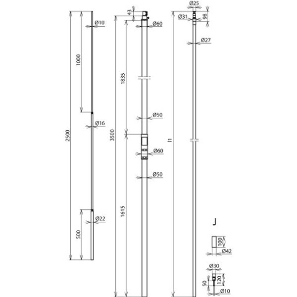 HVI power Conductor D 27mm Cu L6m-KIT- w. supp.tube L 3500mm w. air-te image 2