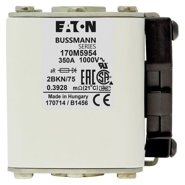 Fuse-link, high speed, 350 A, AC 1000 V, size 2, 59 x 77 x 75 mm, aR, IEC, UL, single indicator image 3