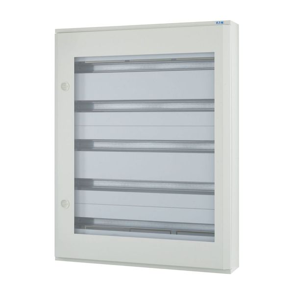 Complete surface-mounted flat distribution board with window, grey, 33 SU per row, 5 rows, type C image 1