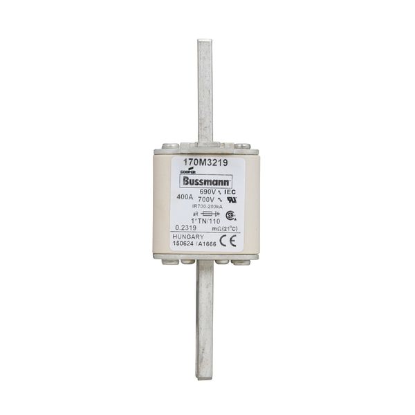 Fuse-link, high speed, 400 A, AC 690 V, compact DIN 1, 45 x 58 x 134 mm, aR, DIN, IEC, single indicator, 80 mm centres image 6