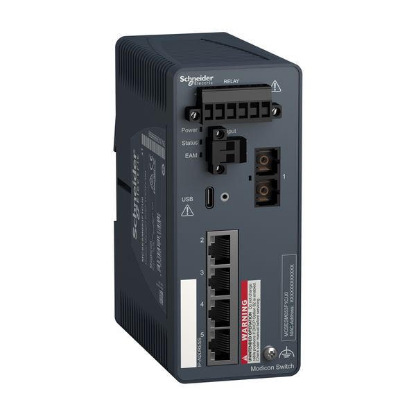 Modicon Managed Switch - 4 ports for copper + 1 port for fiber optic multimode image 1