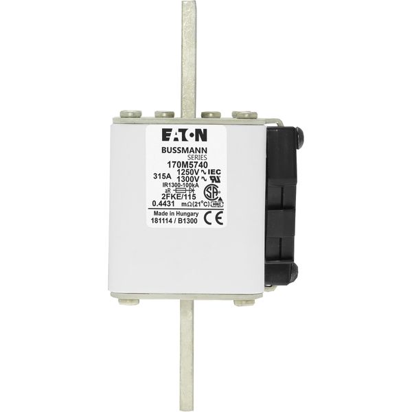 Fuse-link, high speed, 315 A, AC 1250 V, size 2, 61 x 77 x 160 mm, aR, IEC, UL, single indicator image 20