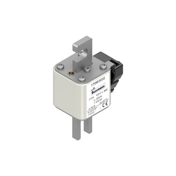 Fuse-link, high speed, 315 A, AC 690 V, compact size 1, 43 x 60 x 110 mm, aR, DIN, IEC, single indicator image 12