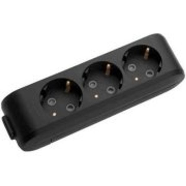 X-tendia Black Three Gang Earthed Socket with Shutte image 1