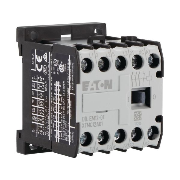 Contactor, 110 V 50 Hz, 120 V 60 Hz, 3 pole, 380 V 400 V, 5.5 kW, Contacts N/C = Normally closed= 1 NC, Screw terminals, AC operation image 10
