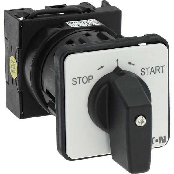 ON-OFF button, T0, 20 A, center mounting, 1 contact unit(s), Contacts: 2, 45 °, momentary, With 0 (Off) position, with spring-return, STOP>I image 17