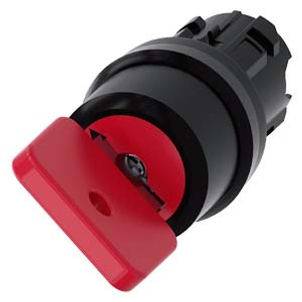 3SU1000-4FF11-0AA0-Z Y19 Key-operated switch O.M.R, 22 mm, round, plastic, lock number 73037, red, with 2 keys, 2 switch positions O-I, latching, actuating angle 90°, 10:30h/13:30h, image 1