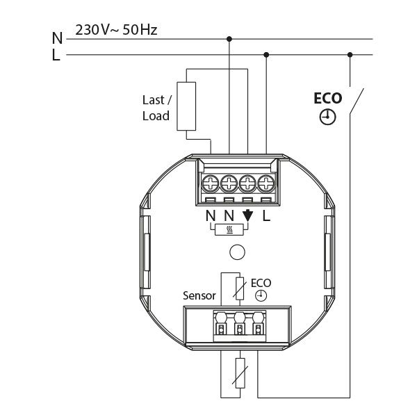 Flush-mounted thermostat as a room controller with limiter function, AC 230V, 1NO contact, 10 A, white backlighting image 4