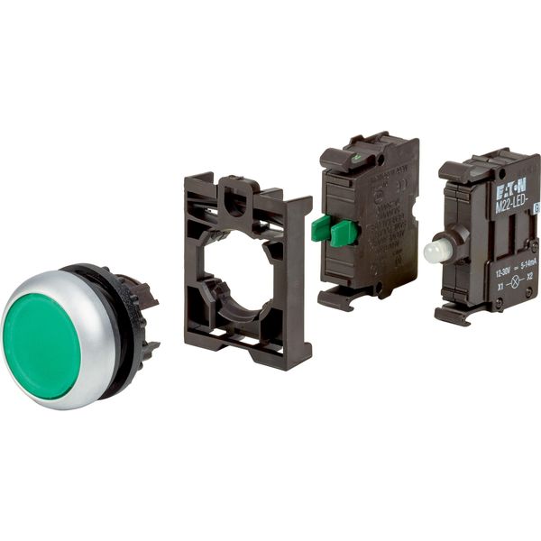 Illuminated pushbutton actuator, RMQ-Titan, flush, momentary, green, Blister pack for hanging image 3