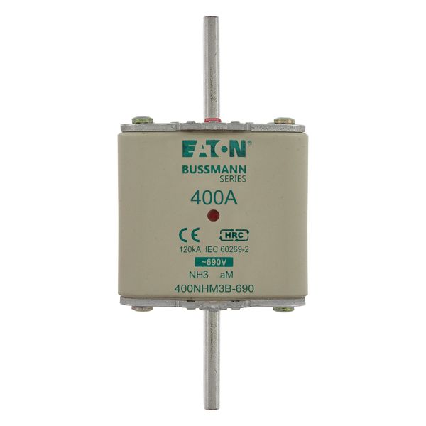 Fuse-link, LV, 400 A, AC 690 V, NH3, aM, IEC, dual indicator, live gripping lugs image 11