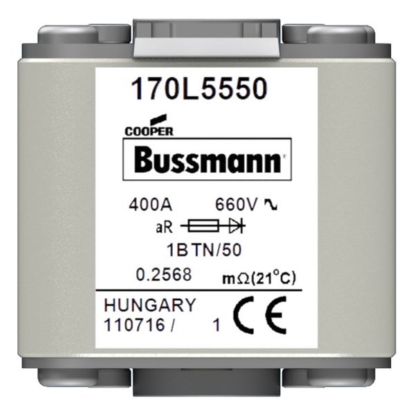 Fuse-link, high speed, 400 A, AC 660 V, Size 1, 53 x 53 x 51 mm, aR, IEC, single indicator image 1