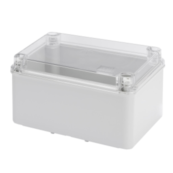 JUNCTION BOX WITH HIGH CAPACITY BOTTOM AND TRANSPARENT PLAIN SCREWED LID - IP56 - INTERNAL DIMENSIONS 300X220X170 - SMOOTH WALLS - GREY RAL 7035 image 1