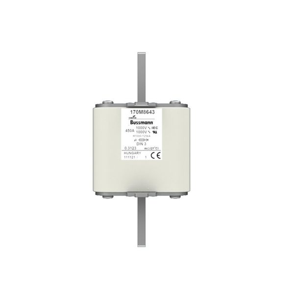 Fuse-link, high speed, 450 A, AC 1000 V, DIN 3, 90 x 75 x 150 mm, aR, DIN, IEC, single indicator image 13