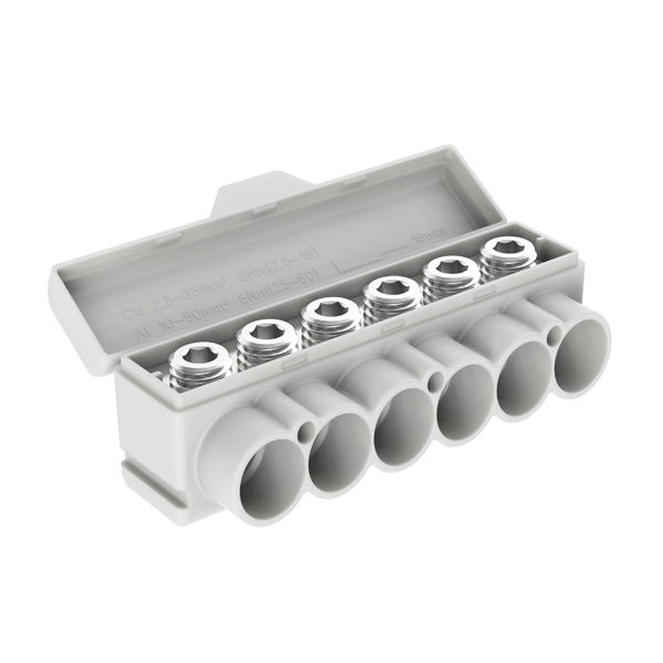 SLT50-6 grey Al 10-50/Cu 2.5-35 mm2 1000V Distribution block image 2