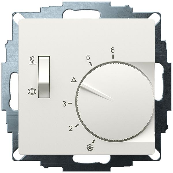 UP room controller, RAL9010 matt 55x55, 5-30C, AC 230V, 1CO, 10A/5A, heating/cooling switch image 2