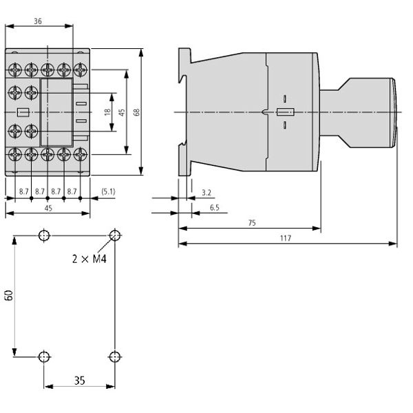 Aux contact for aux.contacter, 2 NO + 2 NC , 1 NO + 1 NC msw image 3