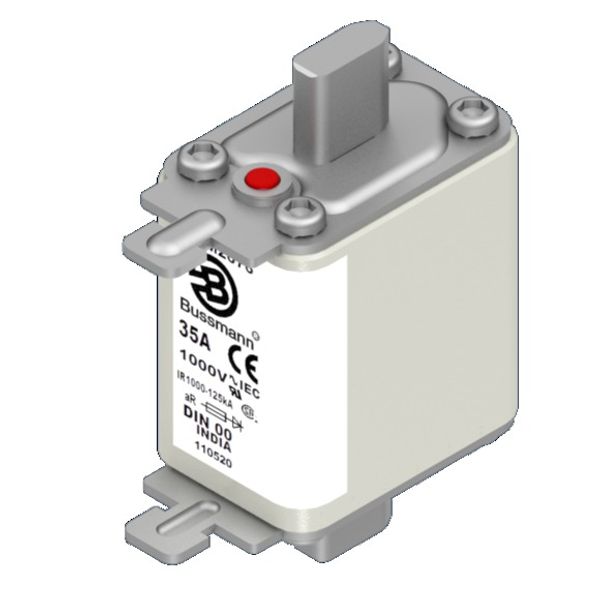 Fuse-link, high speed, 35 A, AC 1000 V, DIN 00, aR, DIN, IEC, single indicator, live gripping lugs image 4