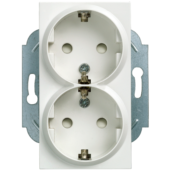 DELTA miro SCHUKO double socket outlet 10/16A 250V with/without screw-type terminals with increased touch protection image 1