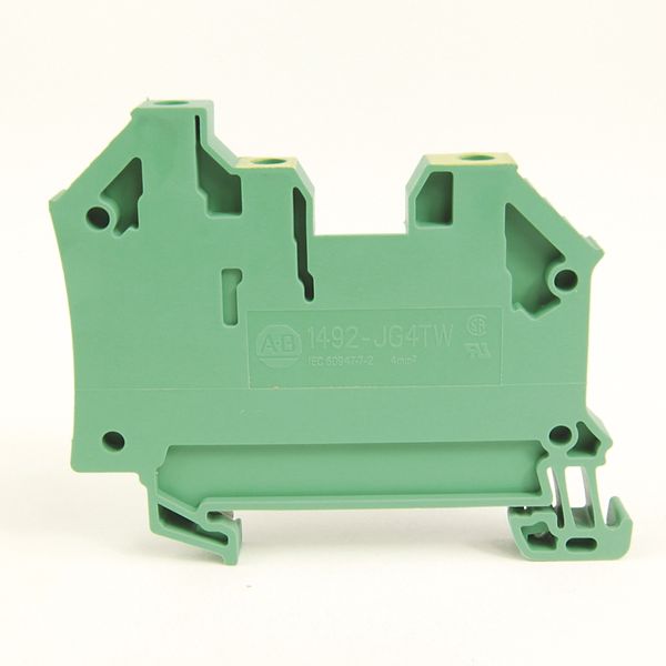 Terminal Block, Grounding, Special, 30 - 10AWG, Green/Yellow, 4mm image 1