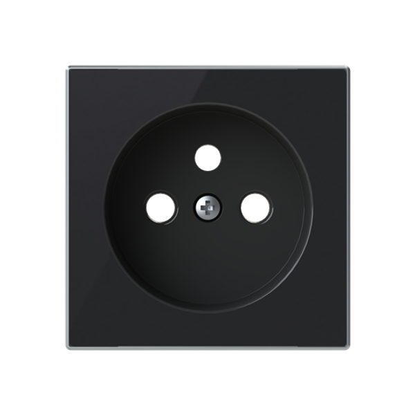8587.9 CN Flat cover plate for French socket outlet - Black Glass Socket outlet Central cover plate Black - Sky Niessen image 1