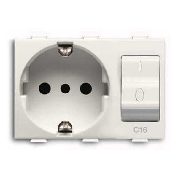 2P+E socket outlet, 16A - 250V, interlocked with MCB, P30 Italian type P30 White - Chiara image 1