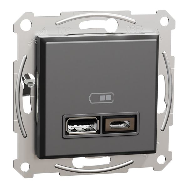Asfora - double USB charger 2.4 A - anthracite image 2