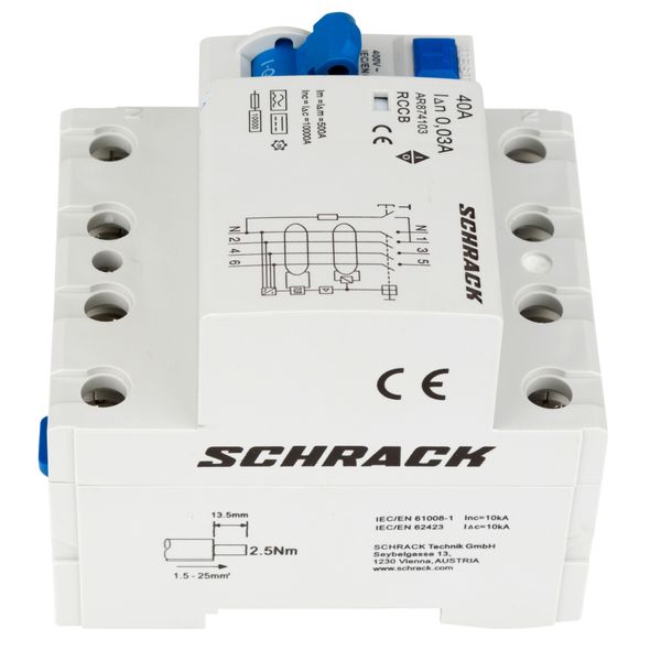 Residual Current Circuit Breaker 10kA, 40A, 4-pole, 30mA, B image 3