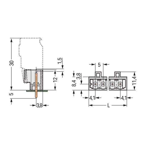 THT male header 1.2 x 1.2 mm solder pin straight light gray image 2