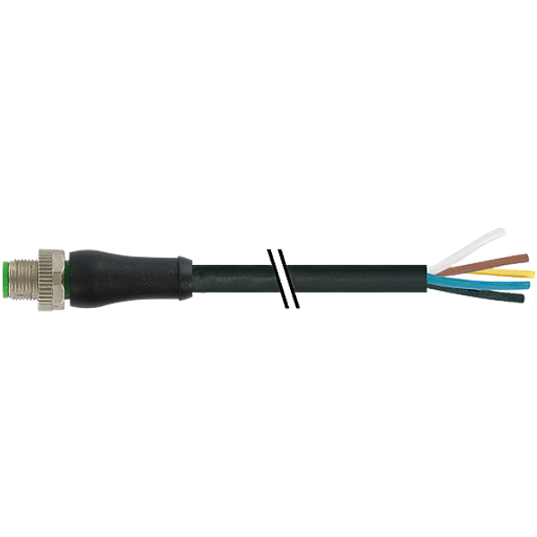 M12 Power male 0° K-cod. with cable PUR 5x1.5 bk UL/CSA+drag ch. 7m image 1