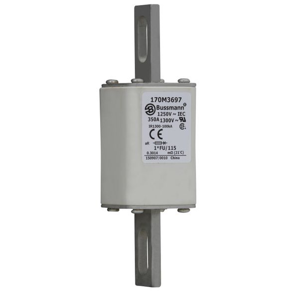 Fuse-link, high speed, 350 A, AC 1250 V, compact size 1, 45 x 45 x 156 mm, aR, IEC, UL image 6