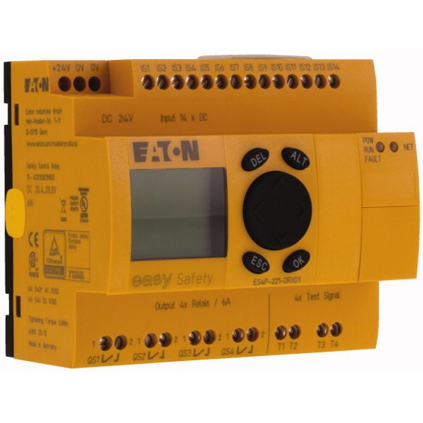 Safety relay, 24 V DC, 14DI, 4DO relays, display, easyNet image 3