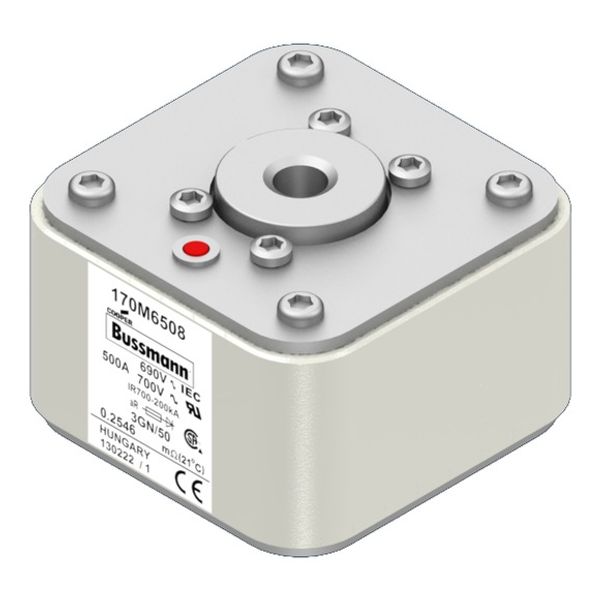 Fuse-link, high speed, 500 A, AC 690 V, size 3, 76 x 92 x 53 mm, aR, IEC, UL, single indicator image 7