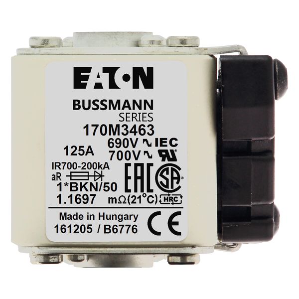 Fuse-link, high speed, 125 A, AC 690 V, compact size 1, 45 x 59 x 51 mm, aR, IEC, UL, single indicator image 10