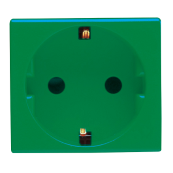 GERMAN STANDARD SOCKET-OUTLET 250V ac - FOR DEDICATED LINES - 2P+E 16A - 2 MODULES - GREEN - SYSTEM image 1