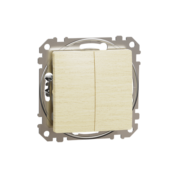 Sedna Design & Elements, double 1-way Push-Button 10A, wood birch image 5
